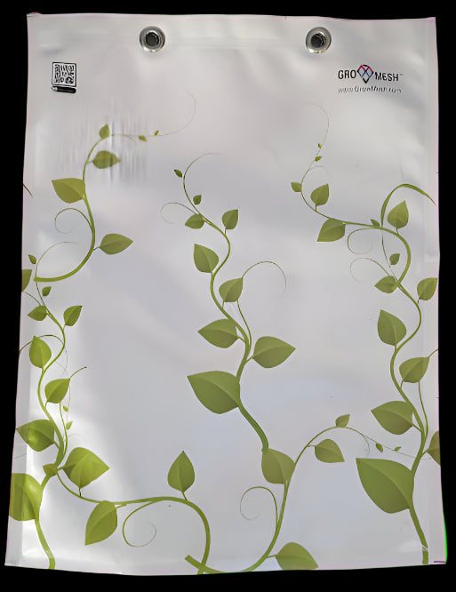 A GrowMesh sleeve with a vine pattern